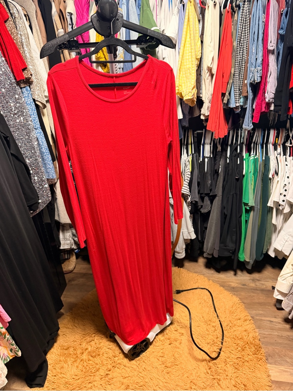 Red Long Sleeve Maxi Dress - Classic Women's Dress
